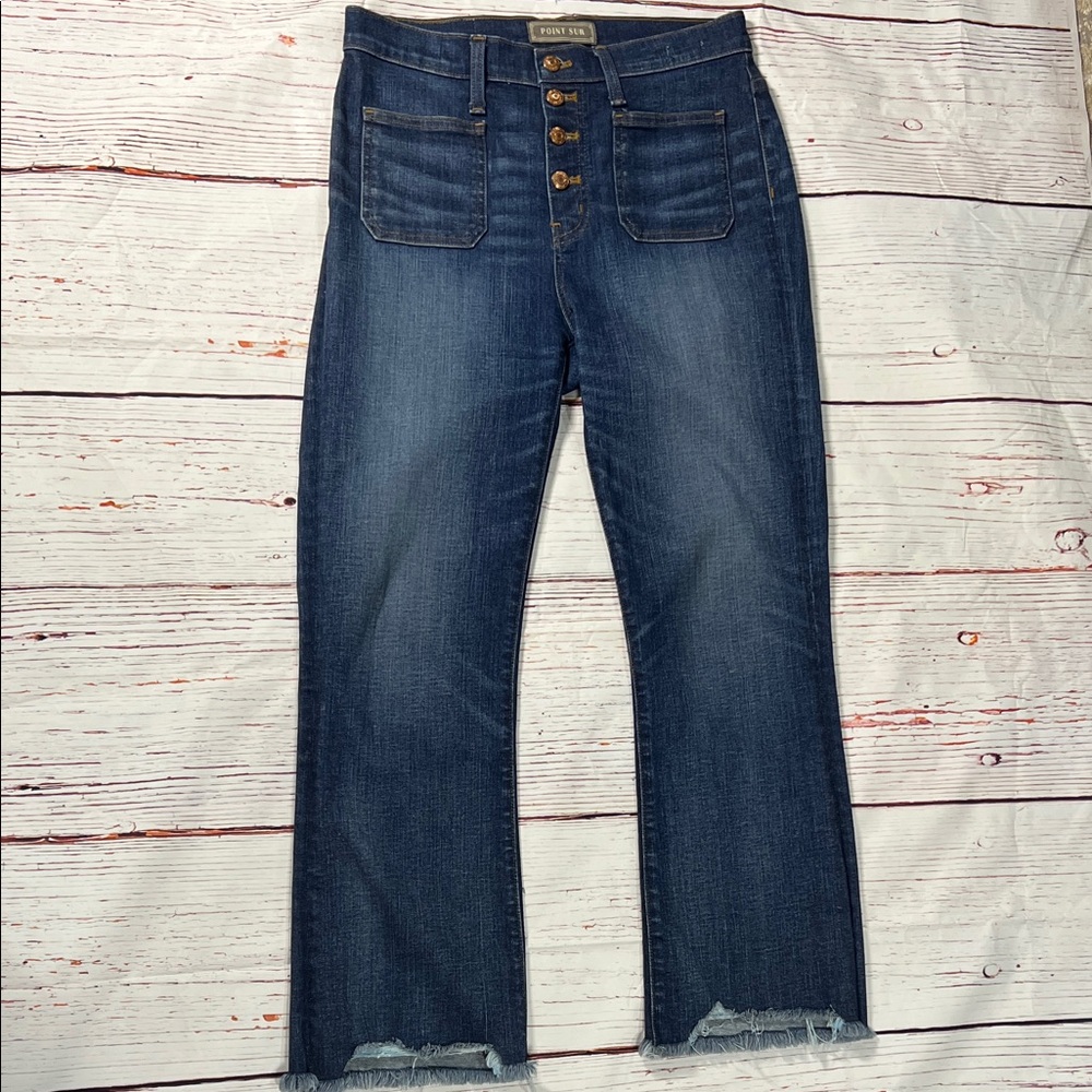 Point Sur Demin Demi Boot Jeans Button Fly Frayed Hem